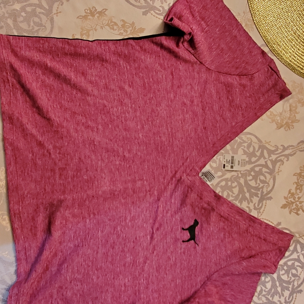 PINK-v-neck short sleeve shirt